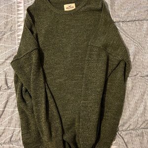 Dark olive green sweater with open shoulders